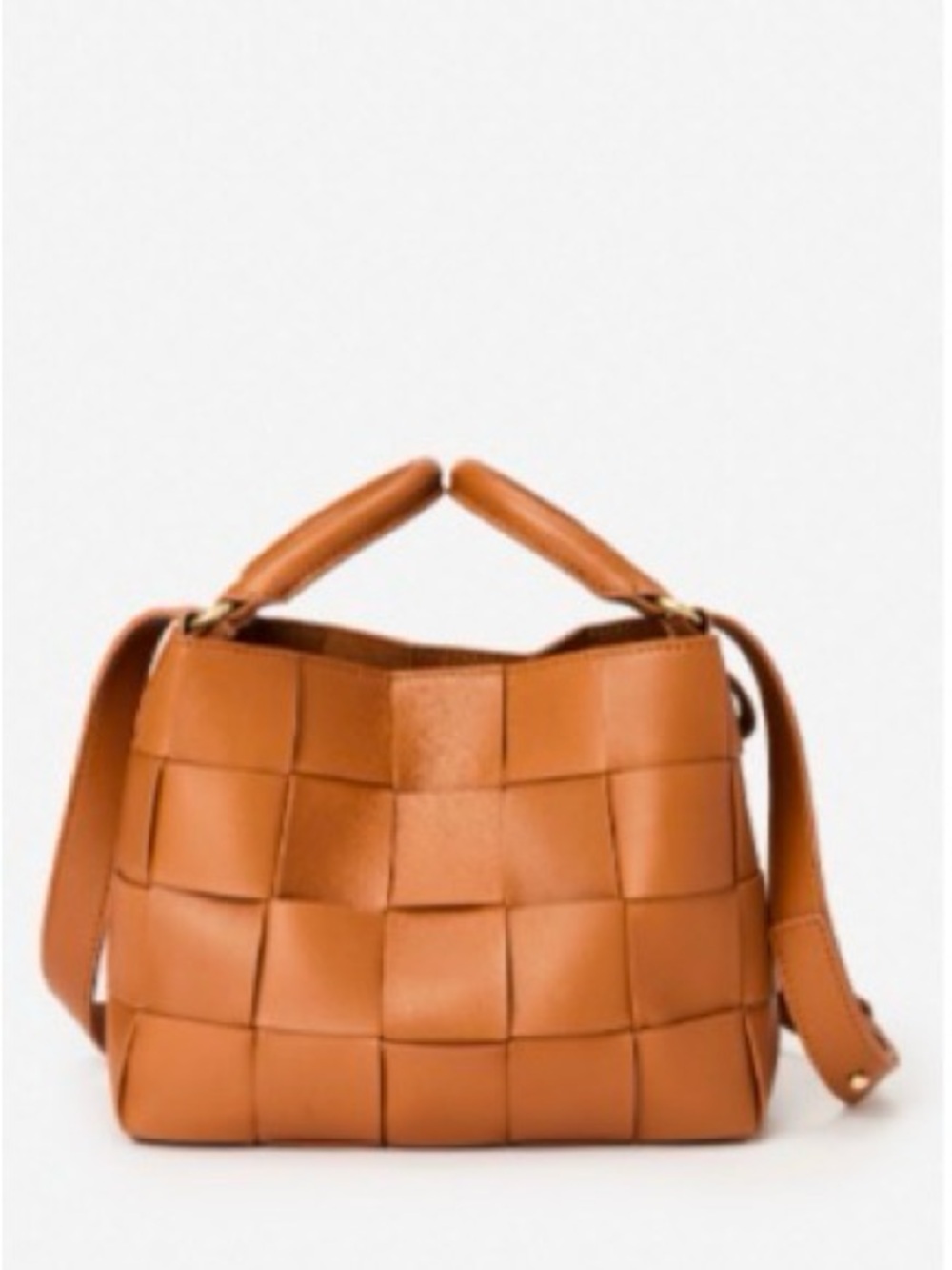 J. McLaughlin Woven Leather Shoulder Bag in Tan